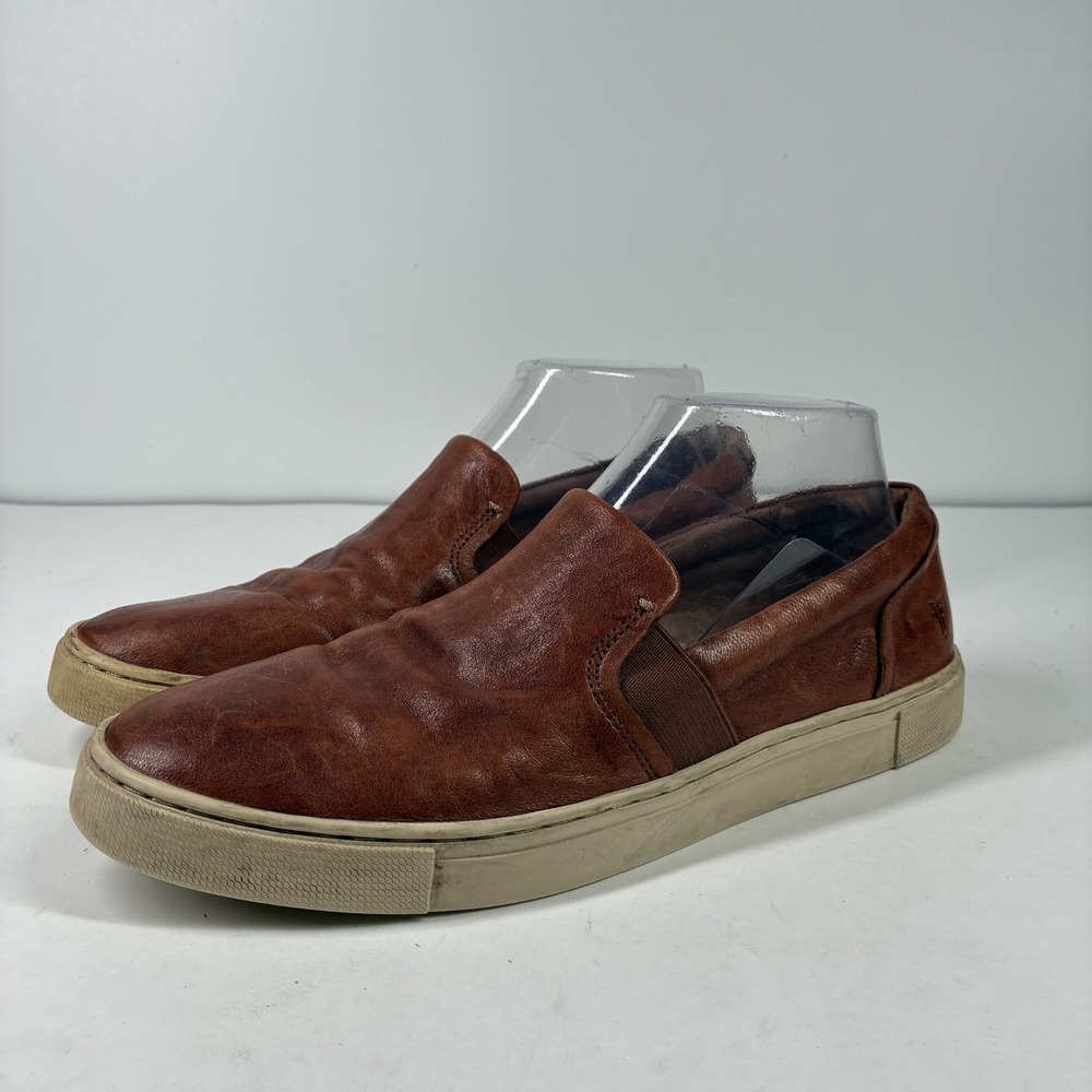Frye Ivy Women's US 8M Cognac Brown Leather Slip-On Casual Sneakers 3471274